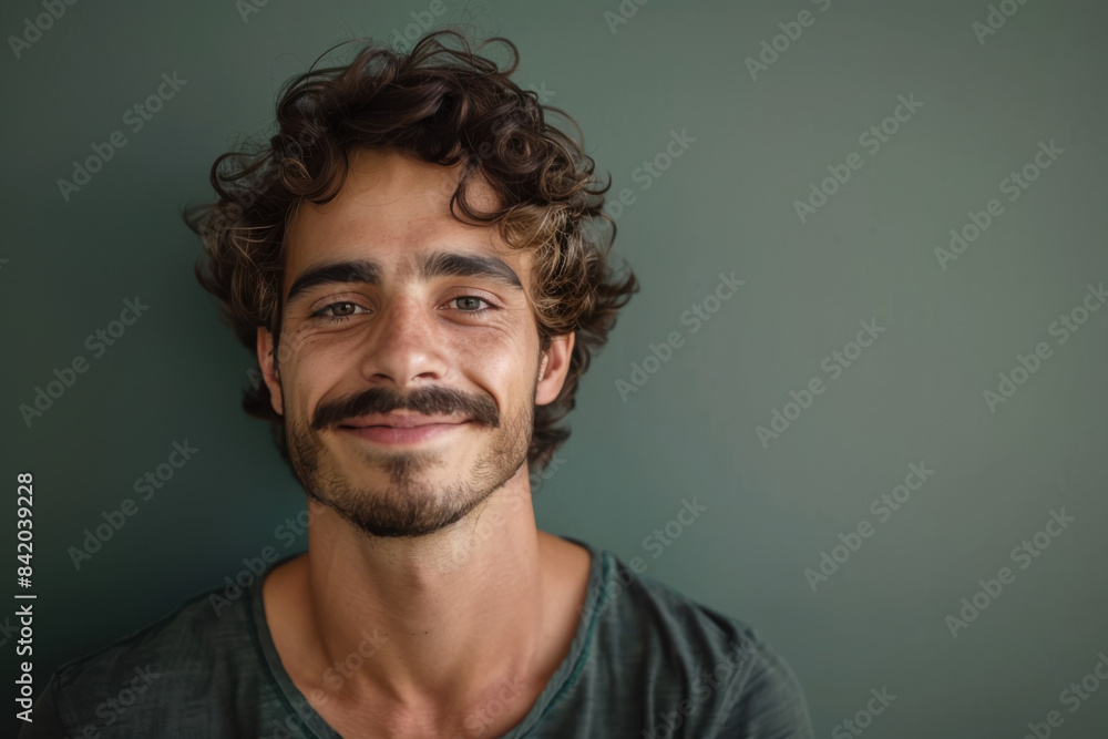 Obraz premium A close up portrait of a young man with a subtle smile