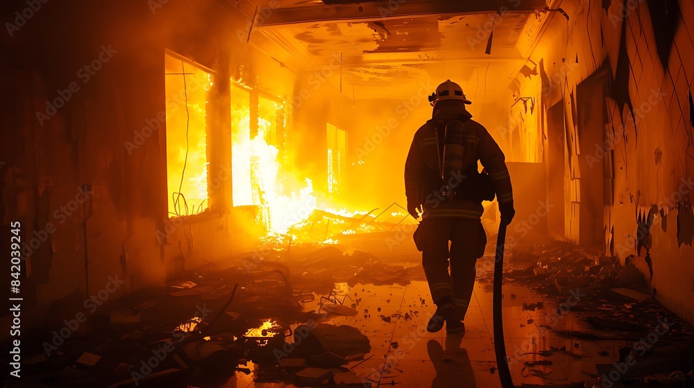 Courage in Action: Brave Firefighter Carrying Child to Safety Through Flames Courage in Action: Brave Firefighter Carrying Child to Safety Through Flames