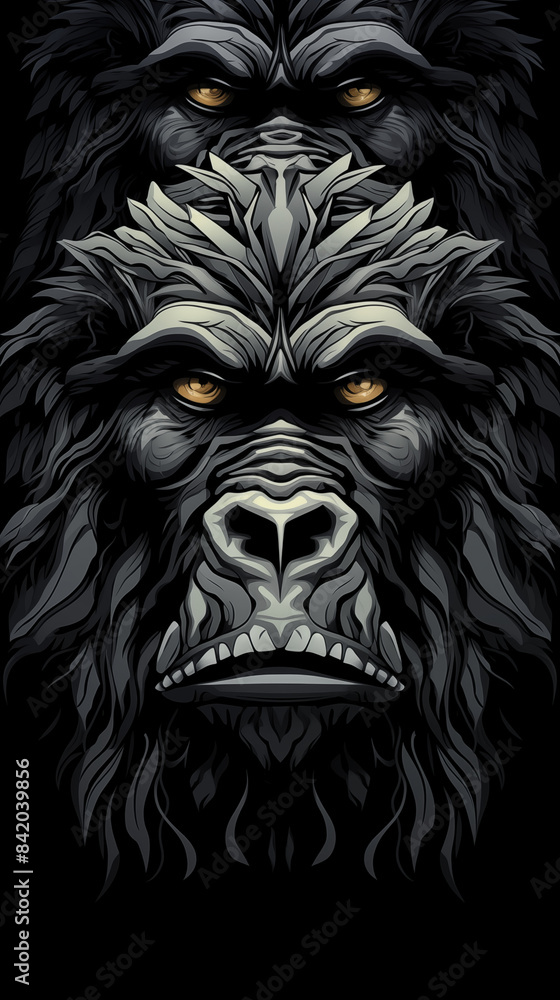 Obraz premium Abstract Image Pattern Background, Gorilla Apes, Texture, Wallpaper, Background, Cell Phone Cover and Screen, Smartphone, Computer, Laptop, 9:16 Format - PNG