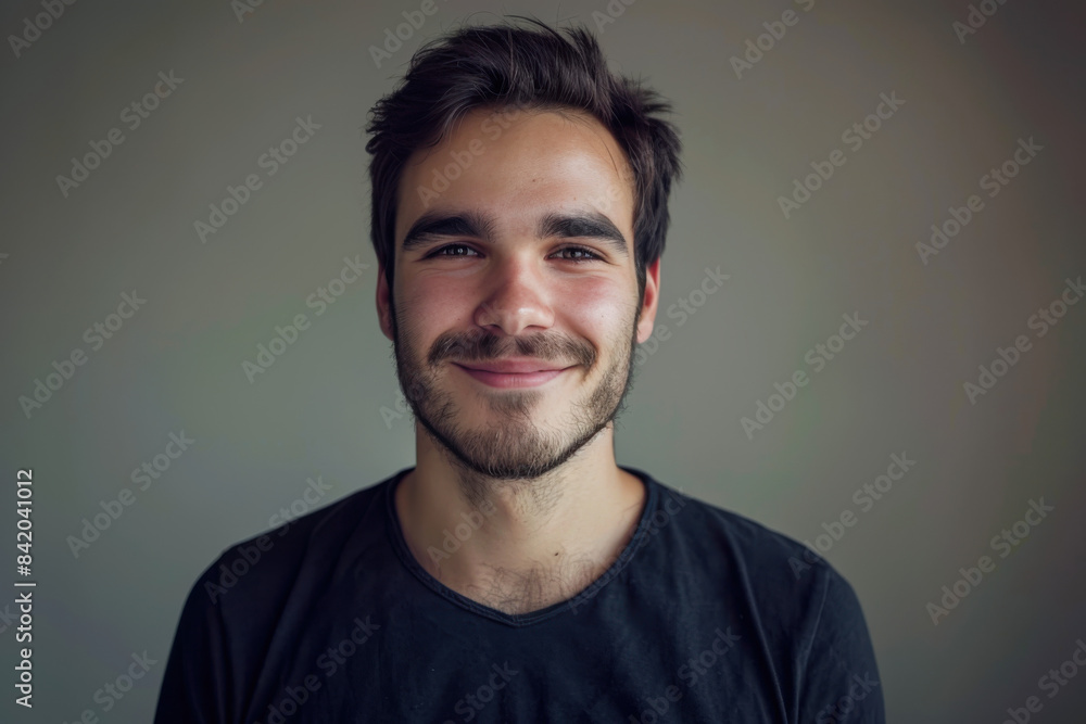 Obraz premium A close up portrait of a young man with a subtle smile