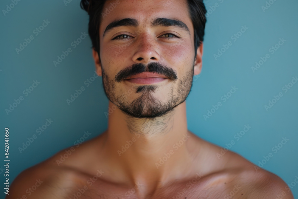 Fototapeta premium A close up portrait of a young man with a subtle smile