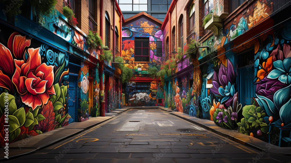 Fototapeta premium Graffiti art covering the walls