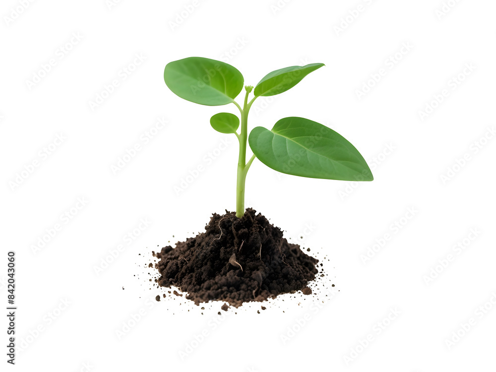 young plant sprout growing from soil isolated on white or transparent png background. young plant sprout growing from soil isolated on white or transparent png background.