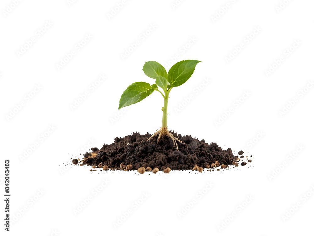 young plant sprout growing from soil isolated on white or transparent png background. young plant sprout growing from soil isolated on white or transparent png background.