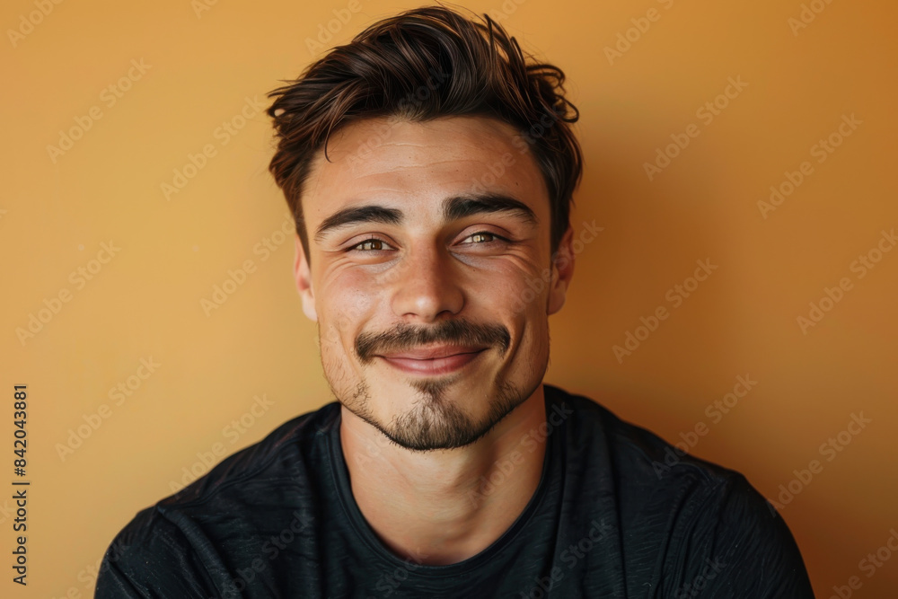 Obraz premium A close up portrait of a young man with a subtle smile