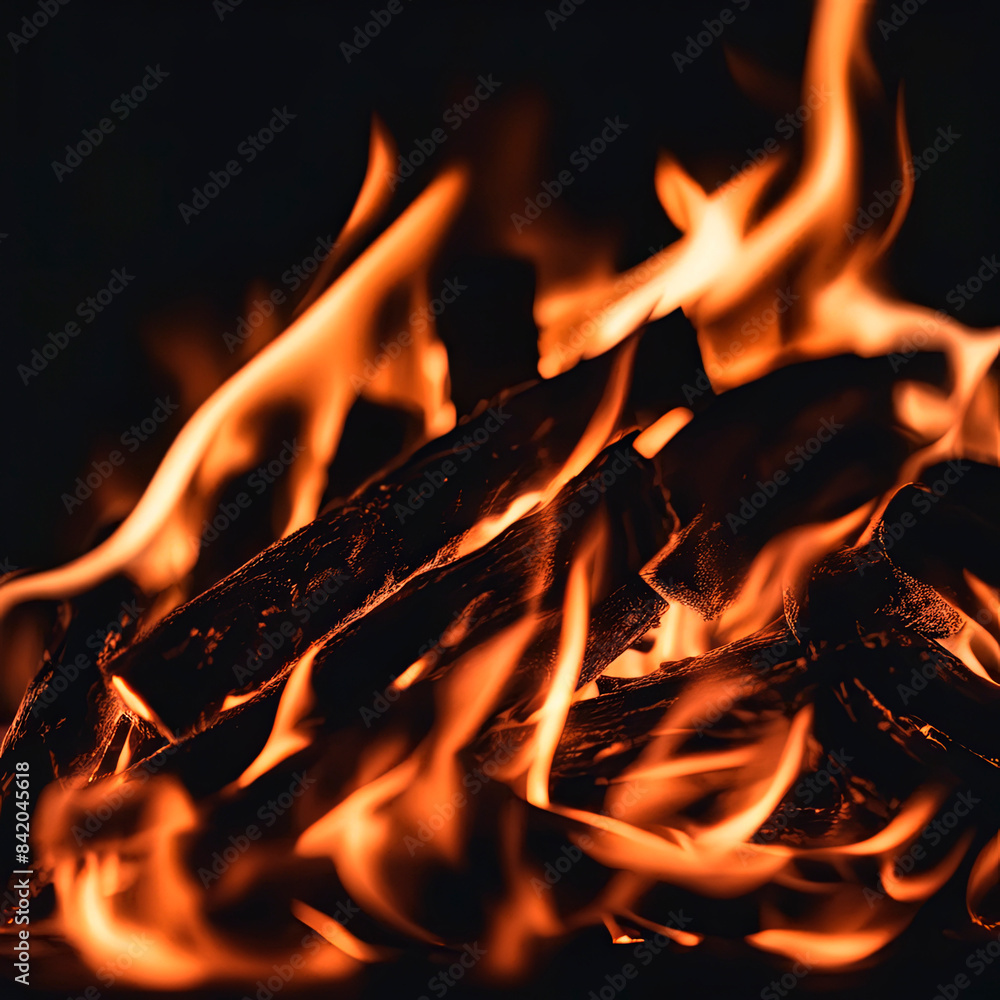 Fire flames on black background. Fire flames on black background.