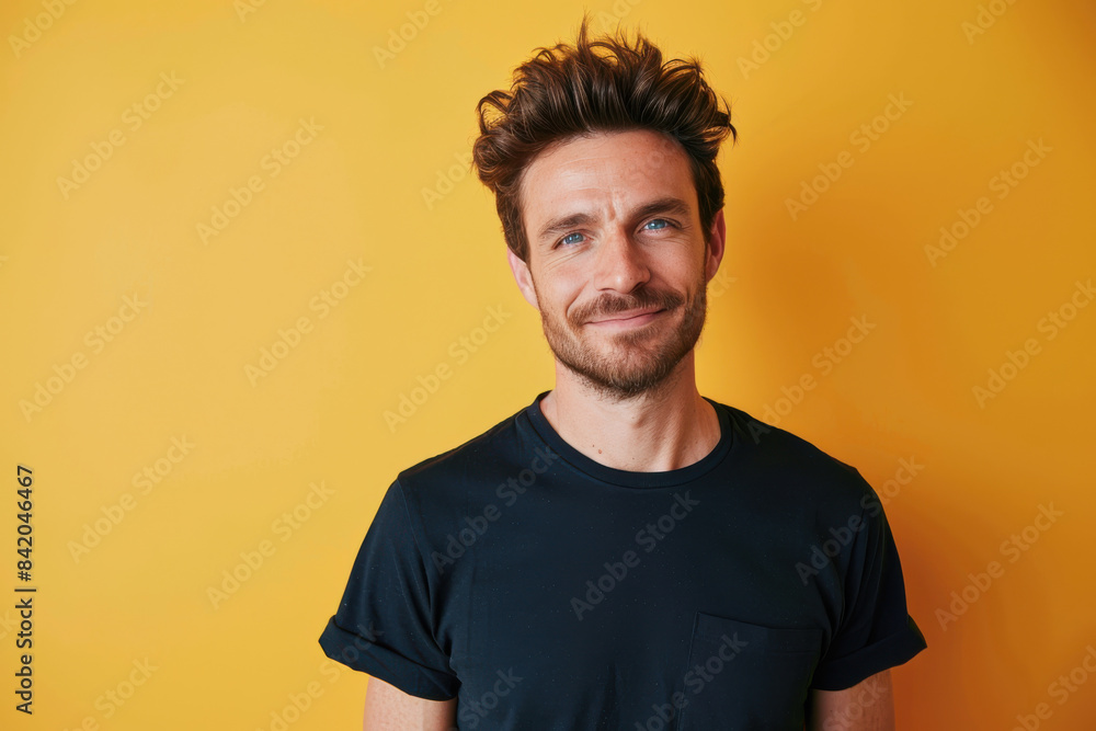 A close up portrait of a young man with a subtle smile A close up portrait of a young man with a subtle smile