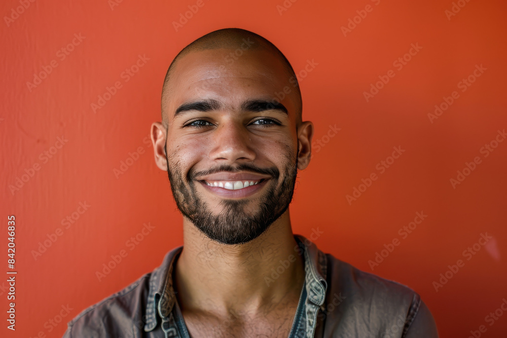 Obraz premium A close up portrait of a young man with a subtle smile