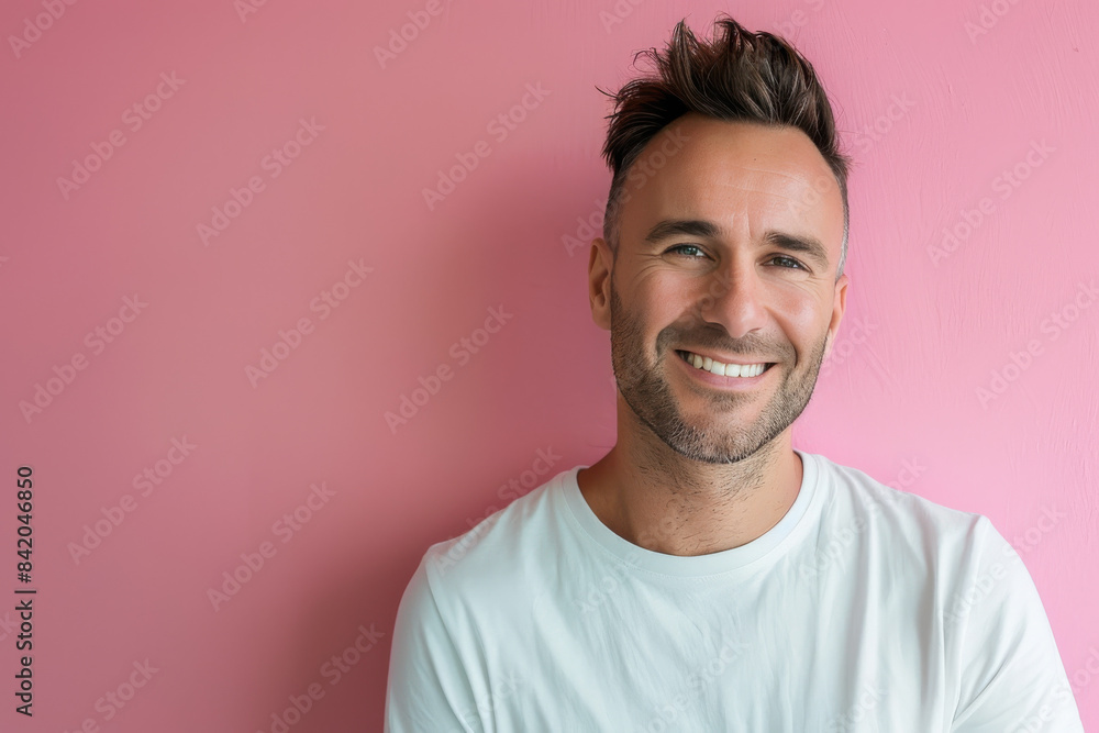 A close up portrait of a young man with a subtle smile A close up portrait of a young man with a subtle smile