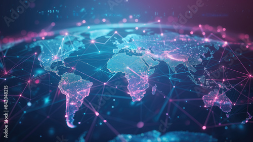 Global network connection. World map point and line composition concept of global business. Vector Illustration