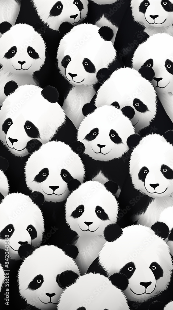 Fototapeta premium Abstract Image Pattern Background, Panda Bears, Texture, Wallpaper, Background, Cell Phone Cover and Screen, Smartphone, Computer, Laptop, 9:16 Format - PNG