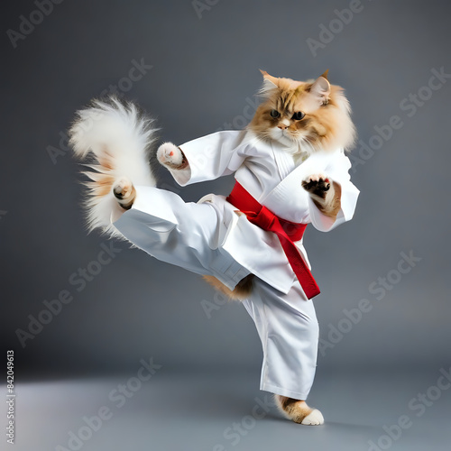 important fluffy cat does karate