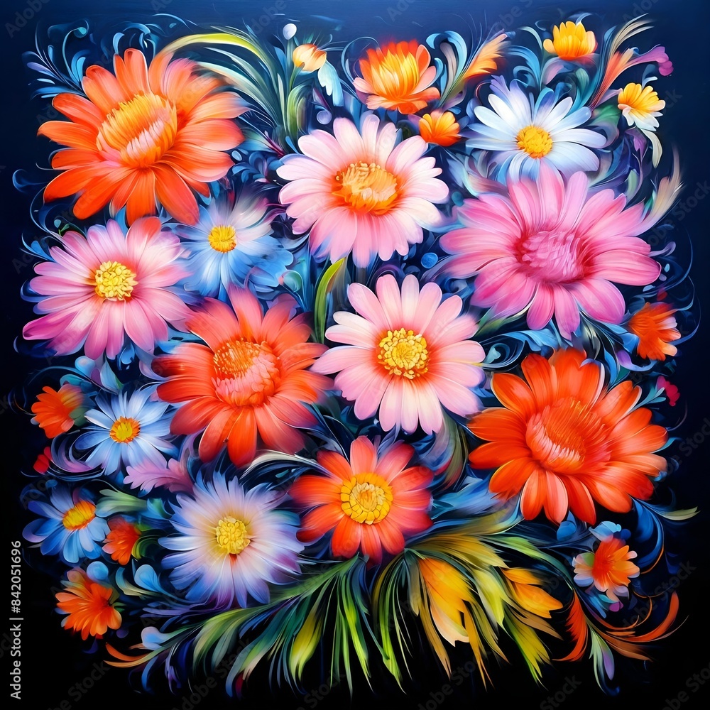 Abstraktion Blumen auf dunklem Hintergrund 1x1. Floraler Hintergrund für Design 1. Abstraktion Blumen auf dunklem Hintergrund 1x1. Floraler Hintergrund für Design 1.
