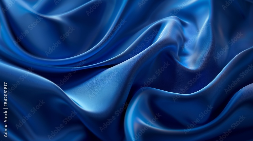 Obraz premium Beautiful Blue Silk Fabric Texture, Generative AI