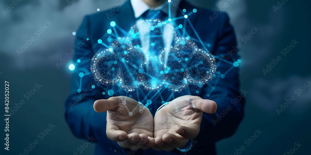 PaaS, Platform as a Service concept. Cloud computing service on the software platform. Businessman holding cloud PaaS icon on virtual screen design PaaS, Platform as a Service concept. Cloud computing service on the software platform. Businessman holding cloud PaaS icon on virtual screen design