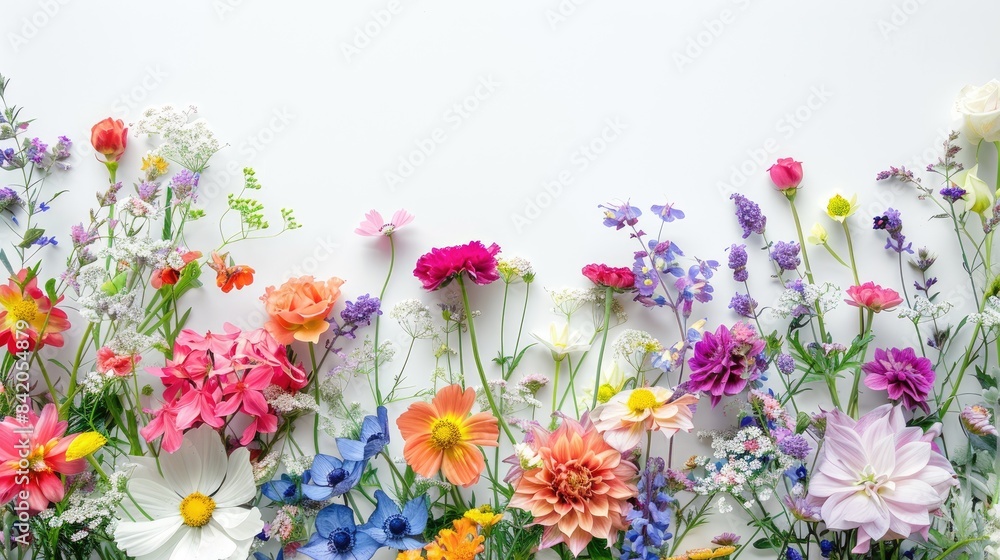 A lovely bunch of flowers on a white backdrop A lovely bunch of flowers on a white backdrop