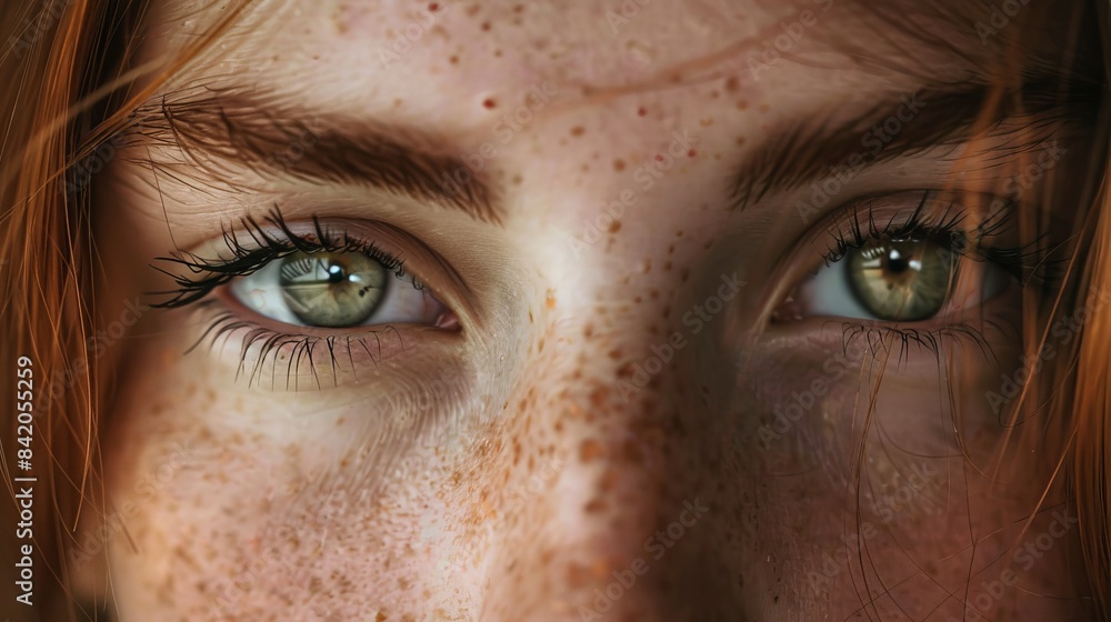 Cropped shot of the face of a young woman with freckles Cropped shot of the face of a young woman with freckles