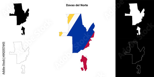 Davao del Norte province outline map set photo