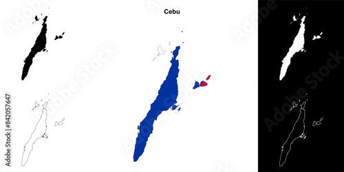 Cebu province outline map set