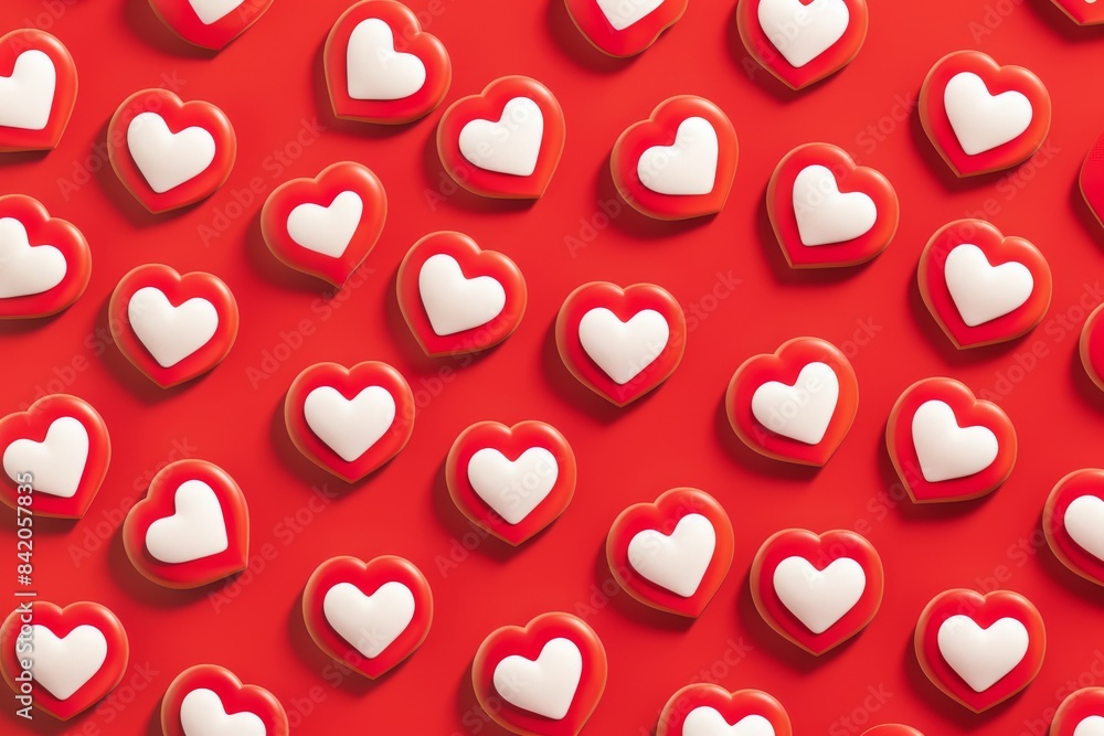 A pattern of red hearts A pattern of red hearts