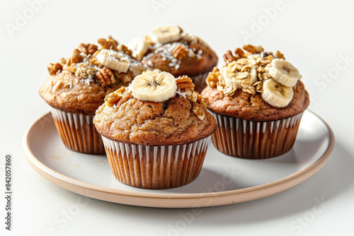 Crunchy Banana Walnut Muffins with Granola and Coconut
