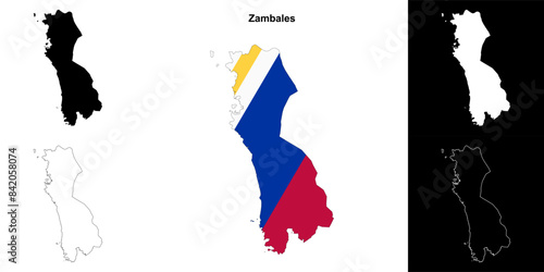Zambales province outline map set
