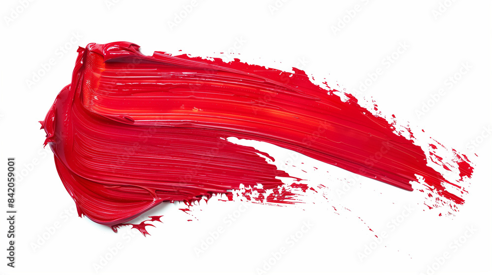 Hand-painted stroke of red paint, isolated on a white background Hand-painted stroke of red paint, isolated on a white background
