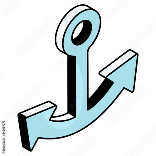 A flat design icon of nautical hook