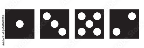 Set of dice for board games in black and white color.