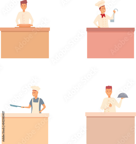 Cooking concept icons set cartoon vector. Chef conducting master class. Bakery and cooking