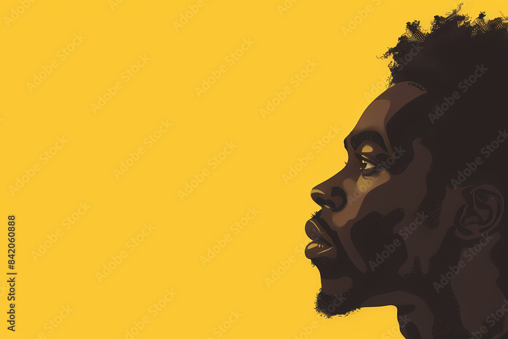 Side portrait of a black man's face in cartoon style Side portrait of a black man's face in cartoon style