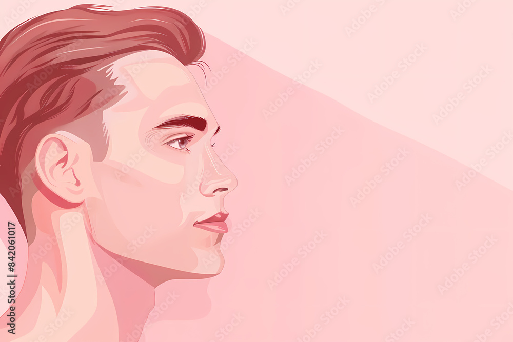 Side portrait of a caucasian man's face in cartoon style Side portrait of a caucasian man's face in cartoon style