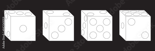 Set of monochrome dices. Vector isolated dice icons