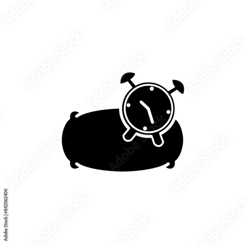 pillow icon with clock, concept icon sleep on time, live regularly