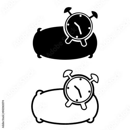 pillow icon with clock, concept icon sleep on time, live regularly