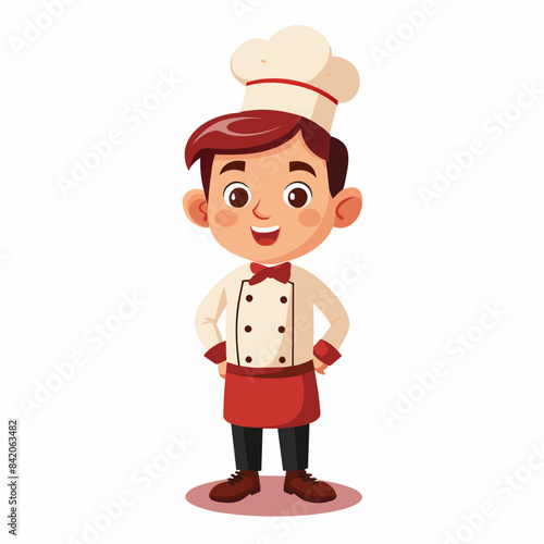 Mascot logo of cute chef white background