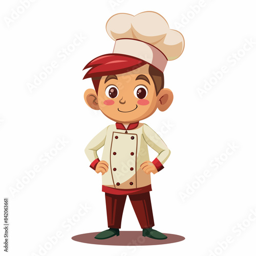 Mascot logo of cute chef white background