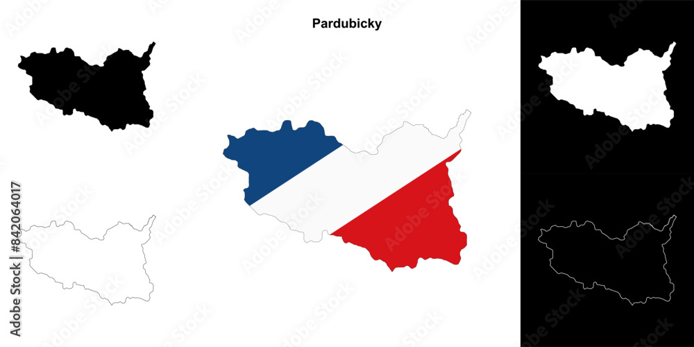Fototapeta premium Pardubicky region outline map set