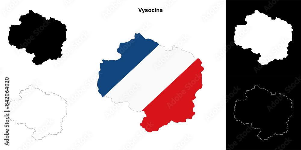 Fototapeta premium Vysocina region outline map set