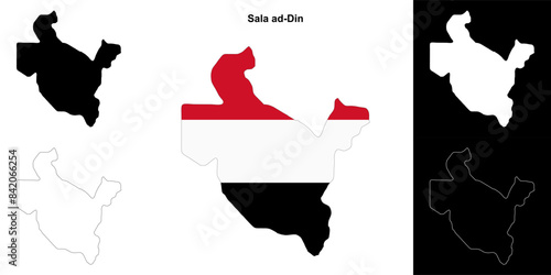 Sala ad-Din governorate outline map set