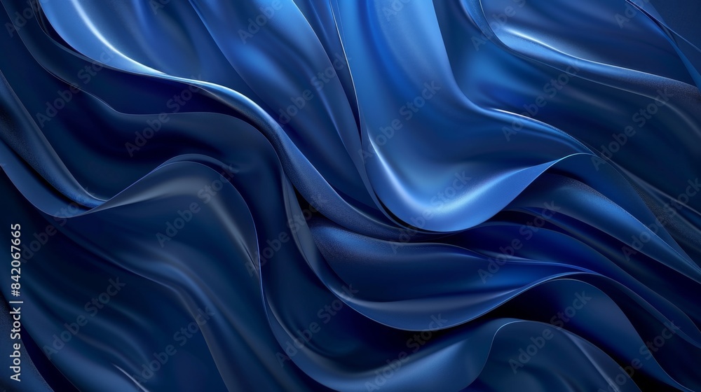 Obraz premium Elegant Blue Silk Waves - Generative AI