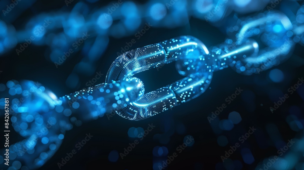 Digital chain network with binary code and blockchain technology. Abstract background highlighting security and finance. Concepts of cryptocurrency, bitcoin online transactions in virtual cyberspace. Digital chain network with binary code and blockchain technology. Abstract background highlighting security and finance. Concepts of cryptocurrency, bitcoin online transactions in virtual cyberspace.