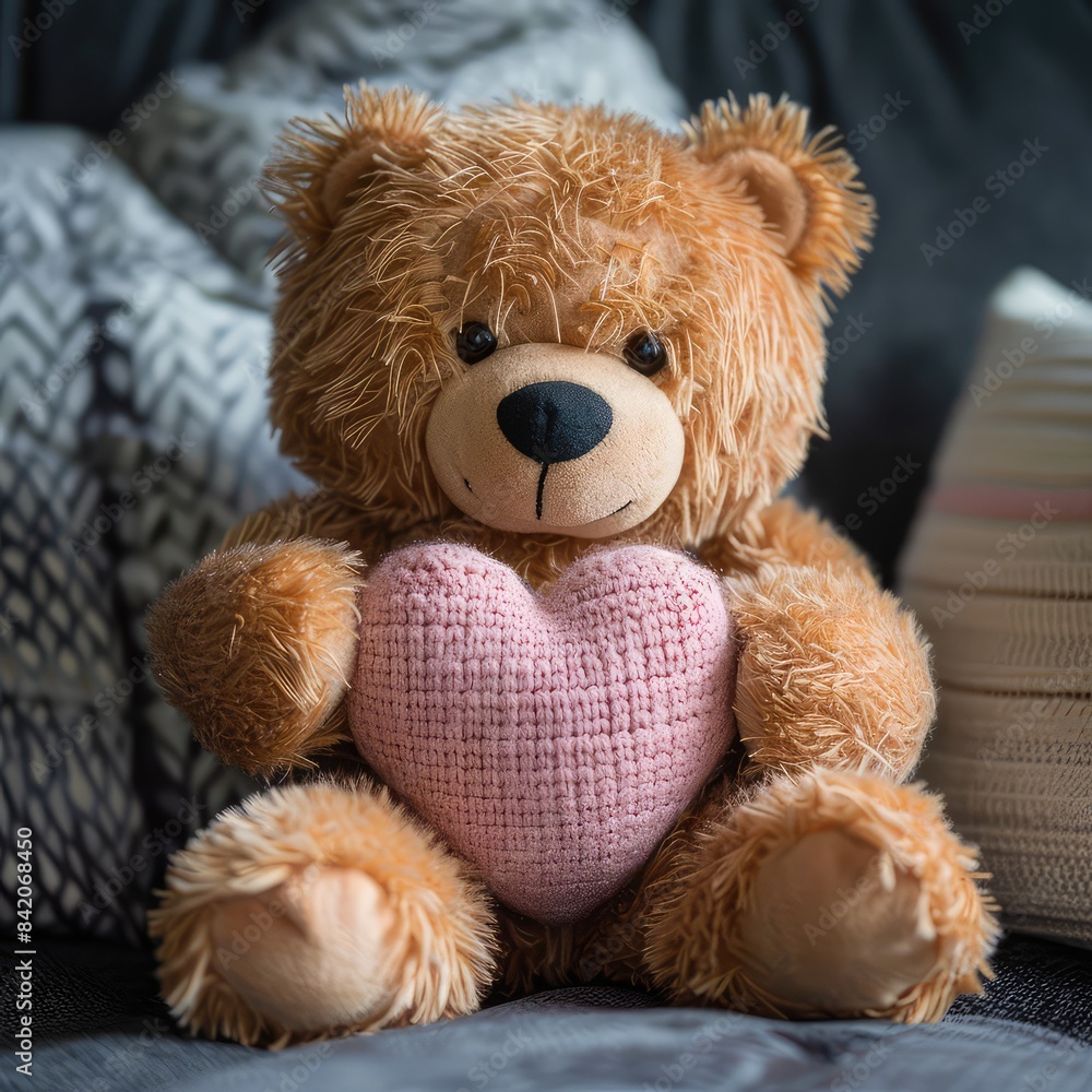 Adorable Illustration of a Bear Holding a Pink Heart - Perfect for Children’s Books, Greeting Cards, and Valentine’s Day Themes Adorable Illustration of a Bear Holding a Pink Heart - Perfect for Children’s Books, Greeting Cards, and Valentine’s Day Themes