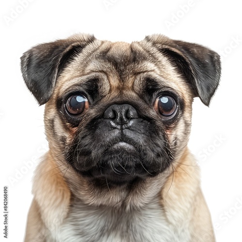 Adorable Pug Puppy Isolated on White Background