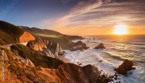 beautiful sunset over california coast