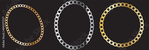 Vector illustration of chain pattern set of braided ropes in white background. Link icon. eps 10