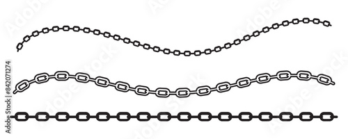 Vector illustration of chain pattern set of braided ropes in white background. Link icon. eps 10