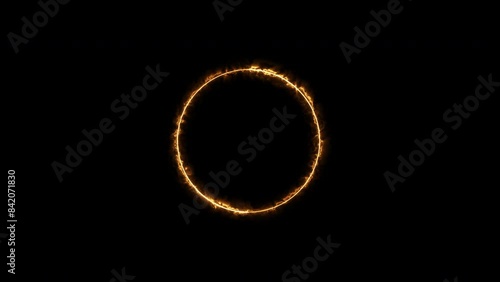 Torch background circle. Spectrum looped animation light glowing neon lines. photo