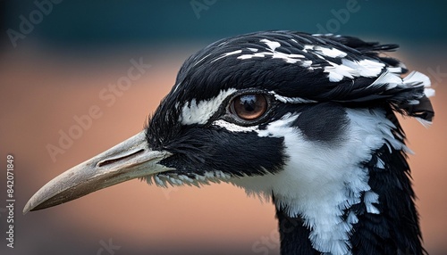 close up of northern black korhaan also known as a white quilled bustard photo