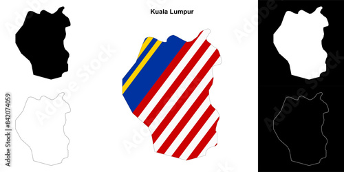 Photography Kuala Lumpur state outline map set